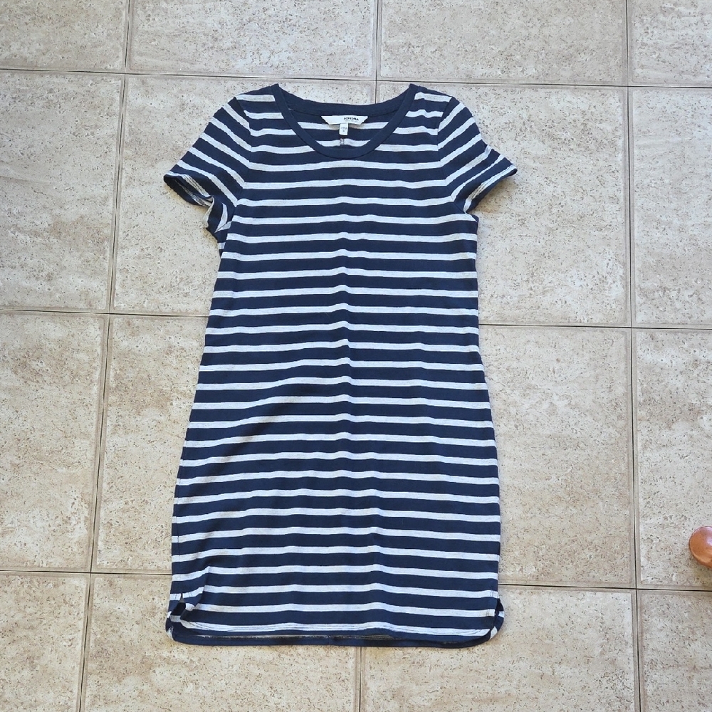 Striped Navy and White T-Shirt Dress